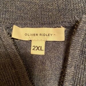 Oliver Ridley 100% extra fine merino wool quarter zip Air Force blue size 2X